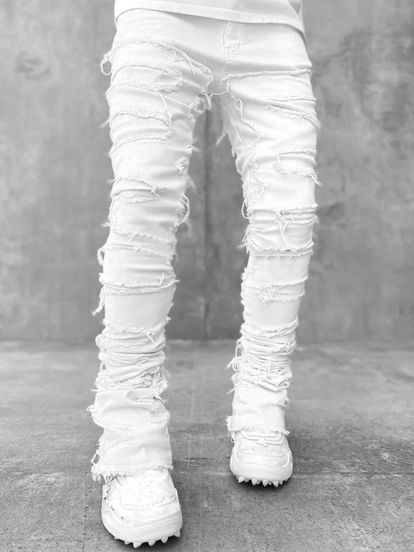 Men's stretch patch denim straight pants