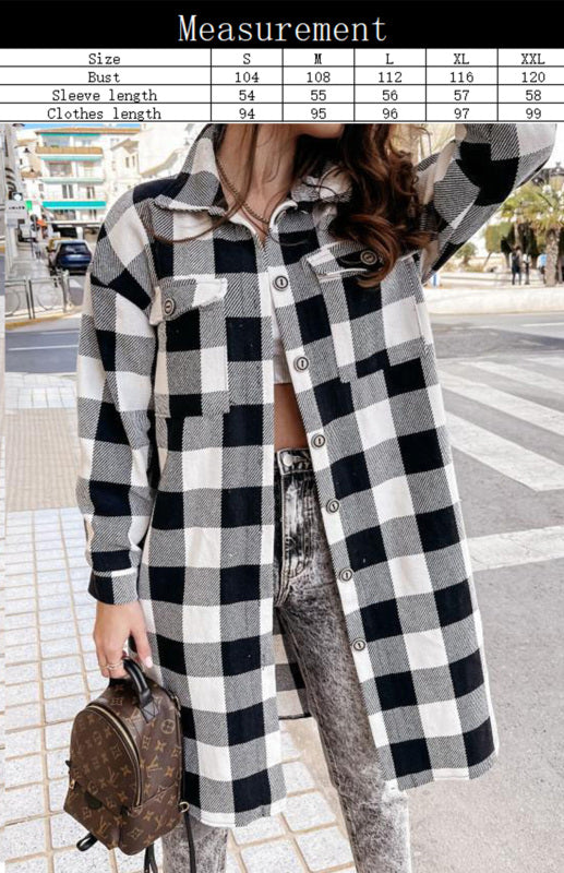 Women's Long Plaid Shirt