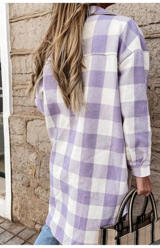 Women's Long Plaid Shirt