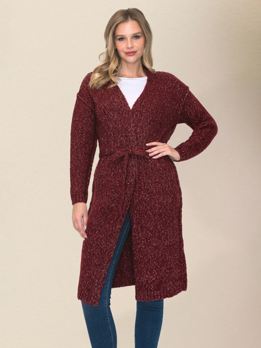 Long knitted sweater cardigan