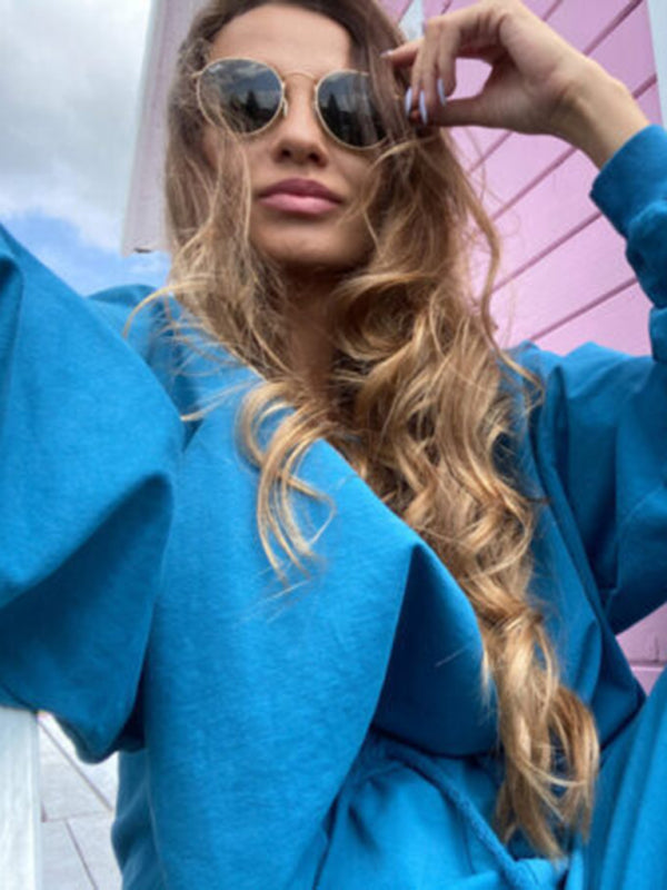 New style comfortable and casual solid color long-sleeved sports suit